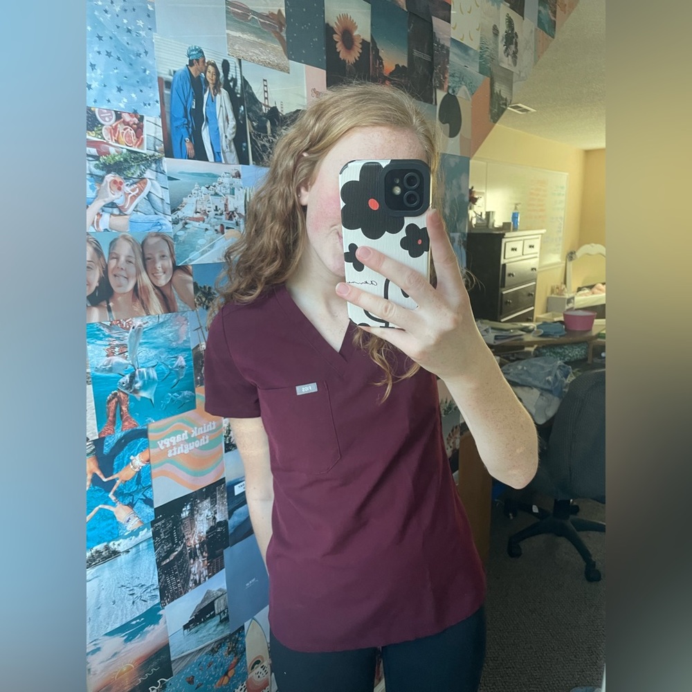 FIGS maroon scrub top